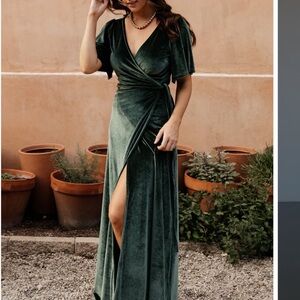 Baltic Born Green Velvet Wrap Maxi Dress